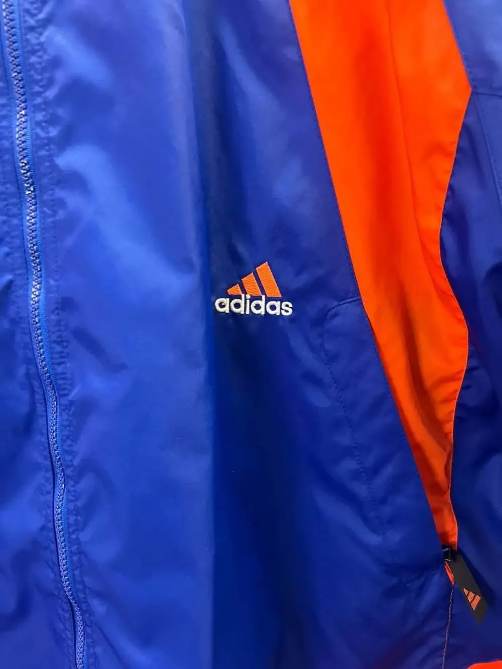 Vintage 90s Adidas Knicks Colorblock Windbreaker Jacket Size XL Blue Orange 0280